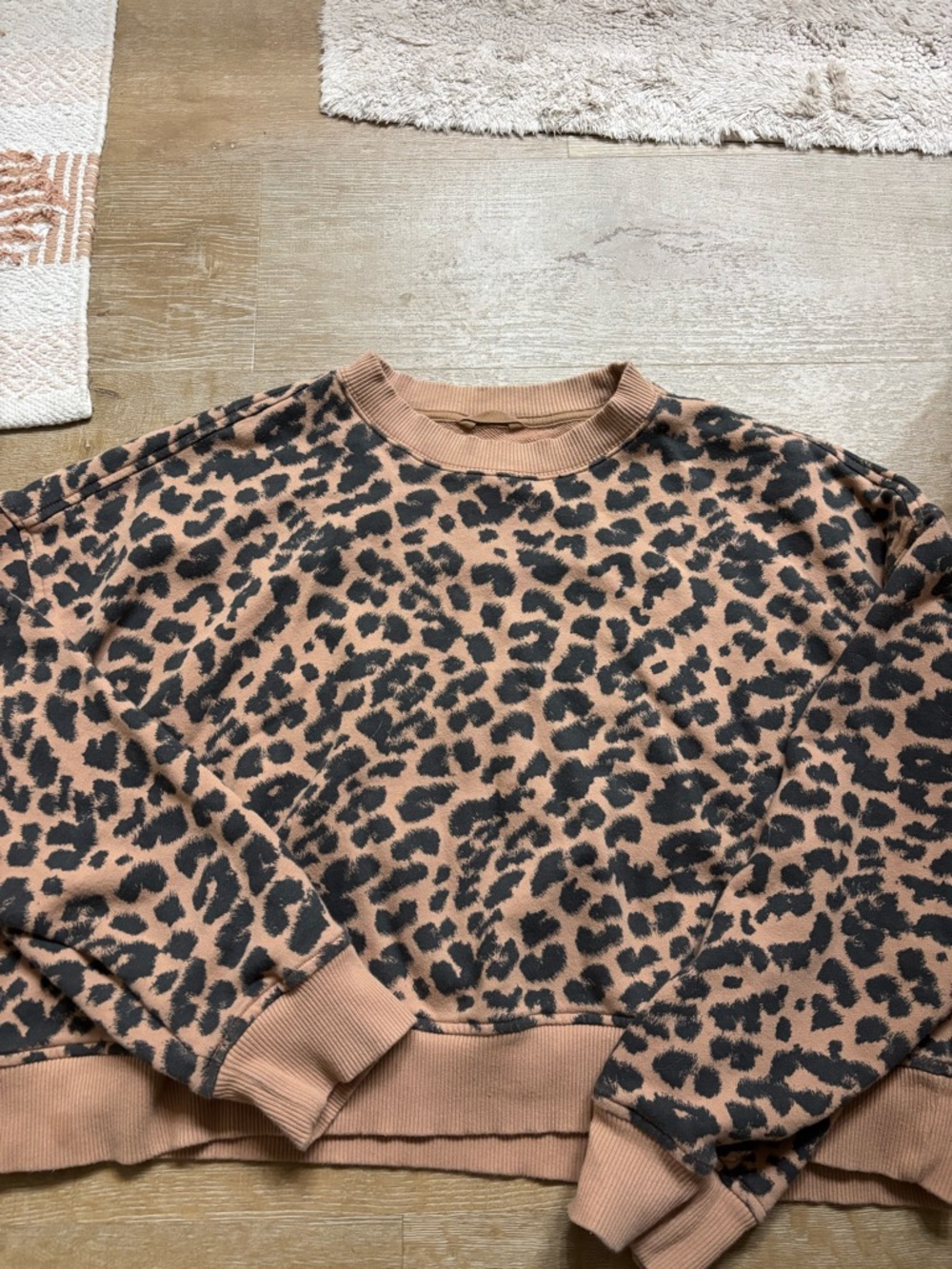 aerie Leopard-Print Pullover Sweater in Tan and Black